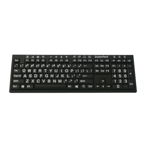 ZoomText Large-Print Keyboard – U.S. English – White Print on Black