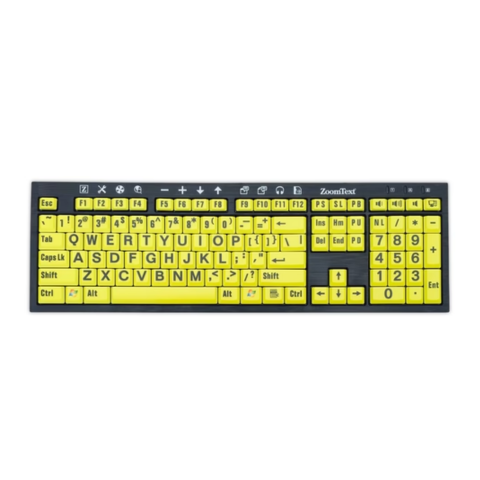 ZoomText Large-Print Keyboard - U.S. English - Black Print on Yellow