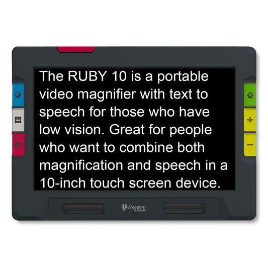 RUBY® 10 with white text on black background